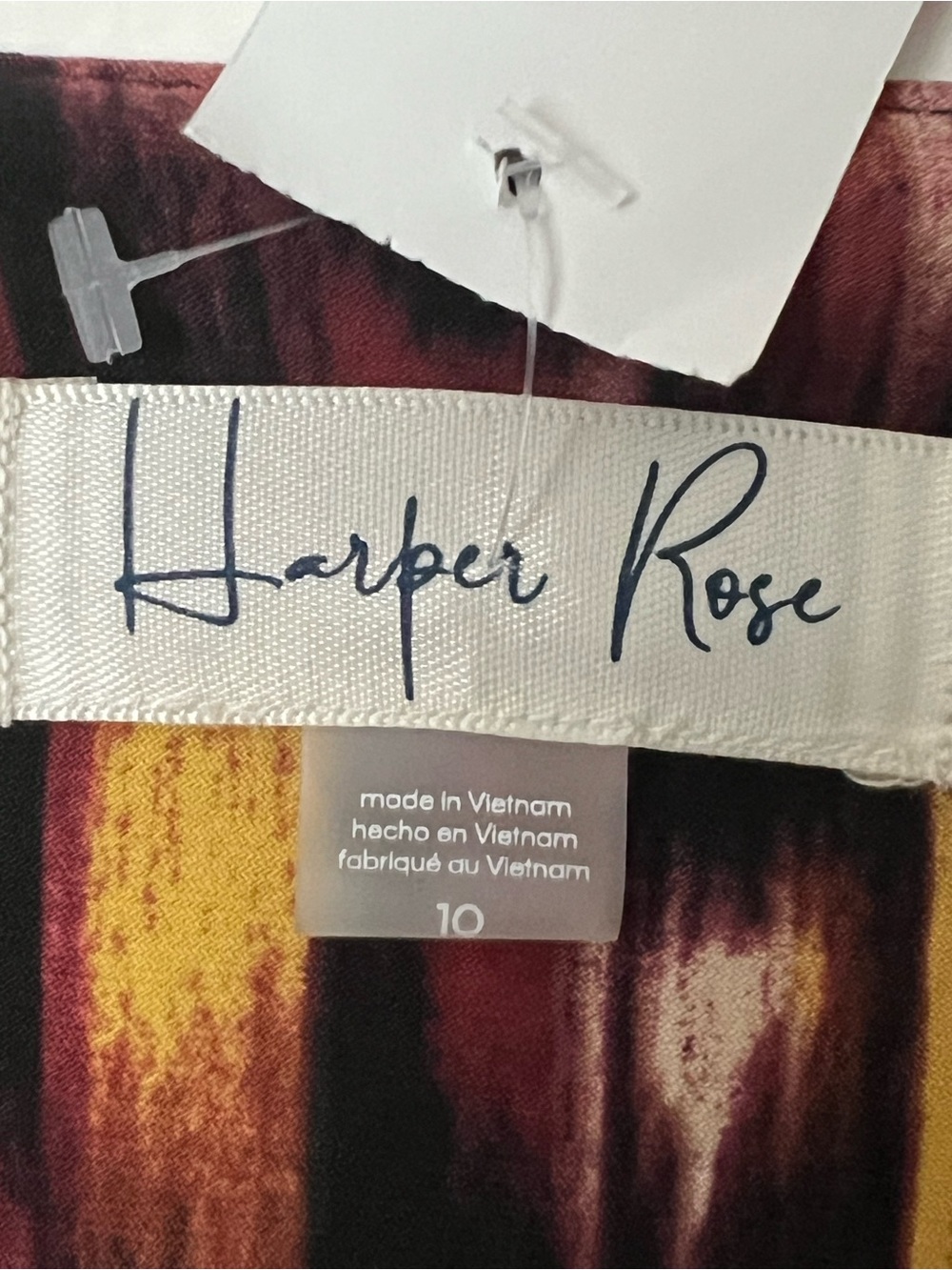 Harper Black Dress with Pink & Gold Brushstroke Pattern - Picture 5 of 6